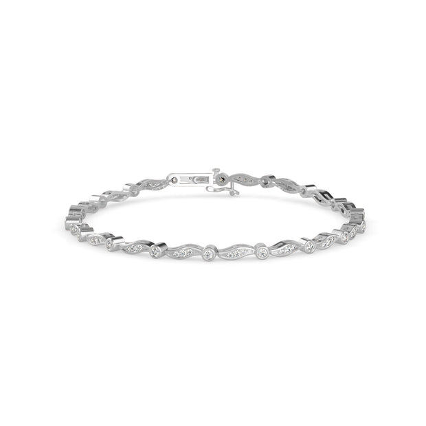 0.04Ct Wave Style Lab-Grown Diamond Gold Tennis Bracelet