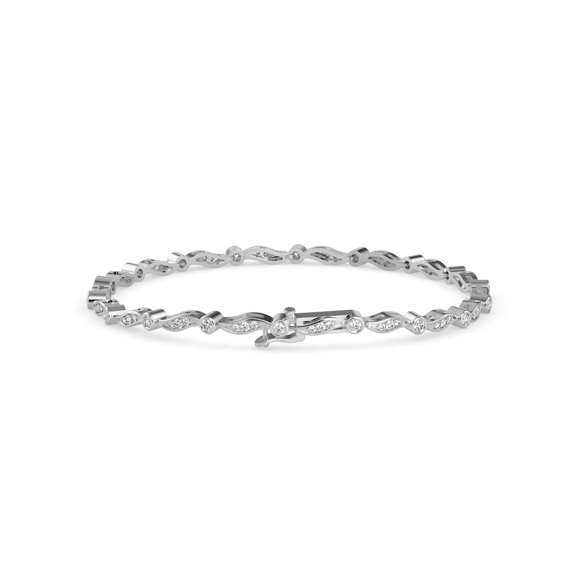 0.04Ct Wave Style Lab-Grown Diamond Gold Tennis Bracelet