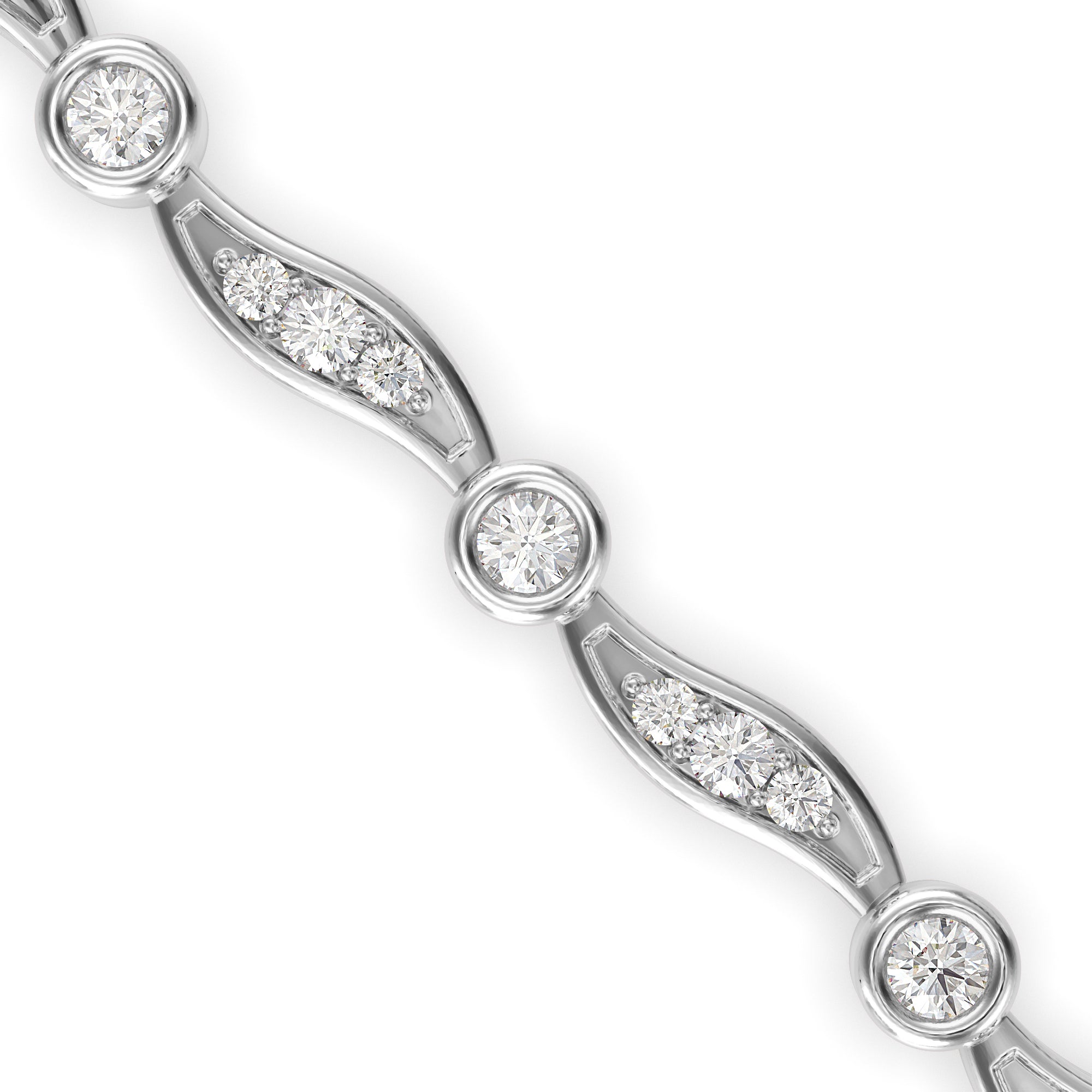 0.04Ct Wave Style Lab-Grown Diamond Gold Tennis Bracelet