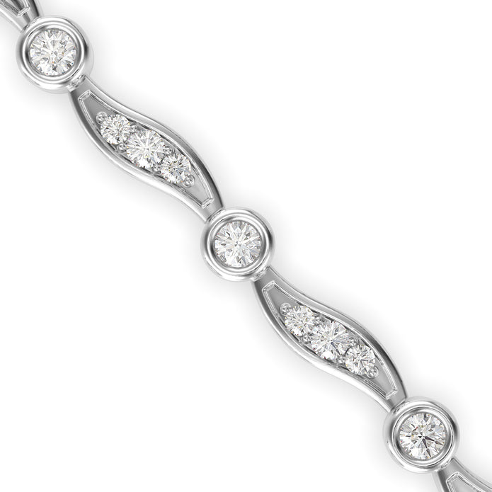 0.04Ct Wave Style Lab-Grown Diamond Gold Tennis Bracelet