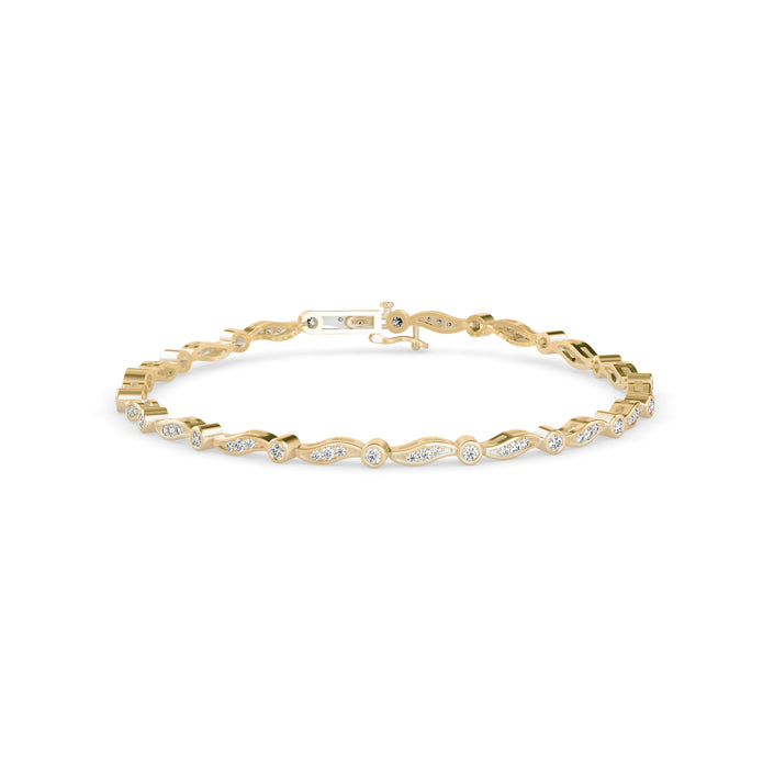 0.04Ct Wave Style Lab-Grown Diamond Gold Tennis Bracelet
