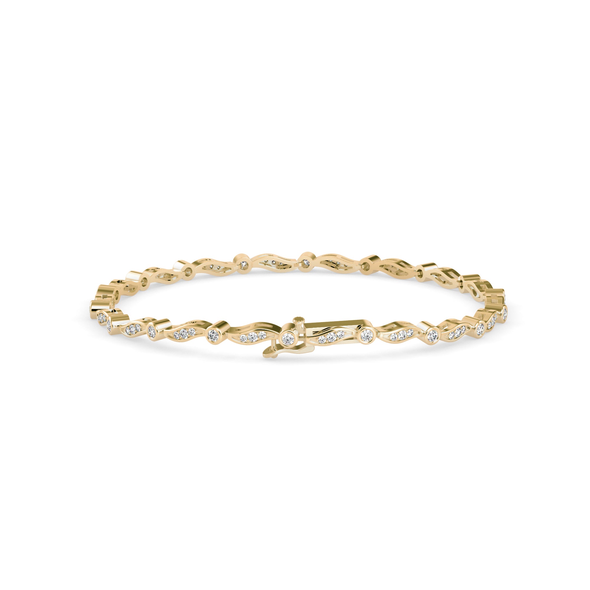0.04Ct Wave Style Lab-Grown Diamond Gold Tennis Bracelet