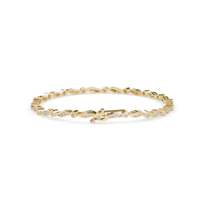 0.04Ct Wave Style Lab-Grown Diamond Gold Tennis Bracelet