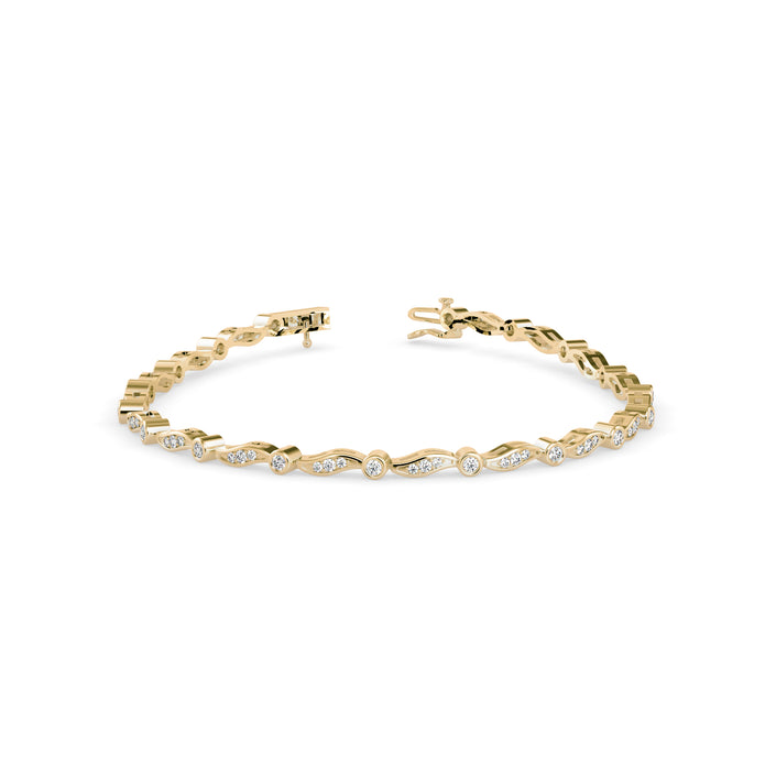 0.04Ct Wave Style Lab-Grown Diamond Gold Tennis Bracelet