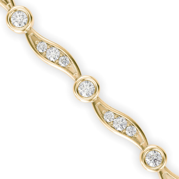 0.04Ct Wave Style Lab-Grown Diamond Gold Tennis Bracelet
