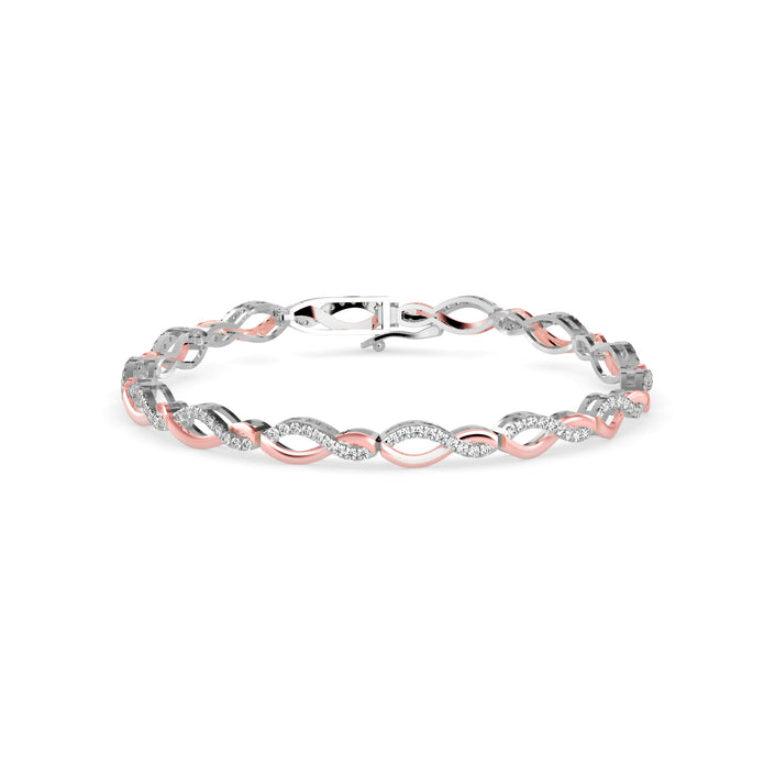 0.06Ct Two Tone Infinty Link Lab-Grown Diamond Gold Contemporary Bracelets