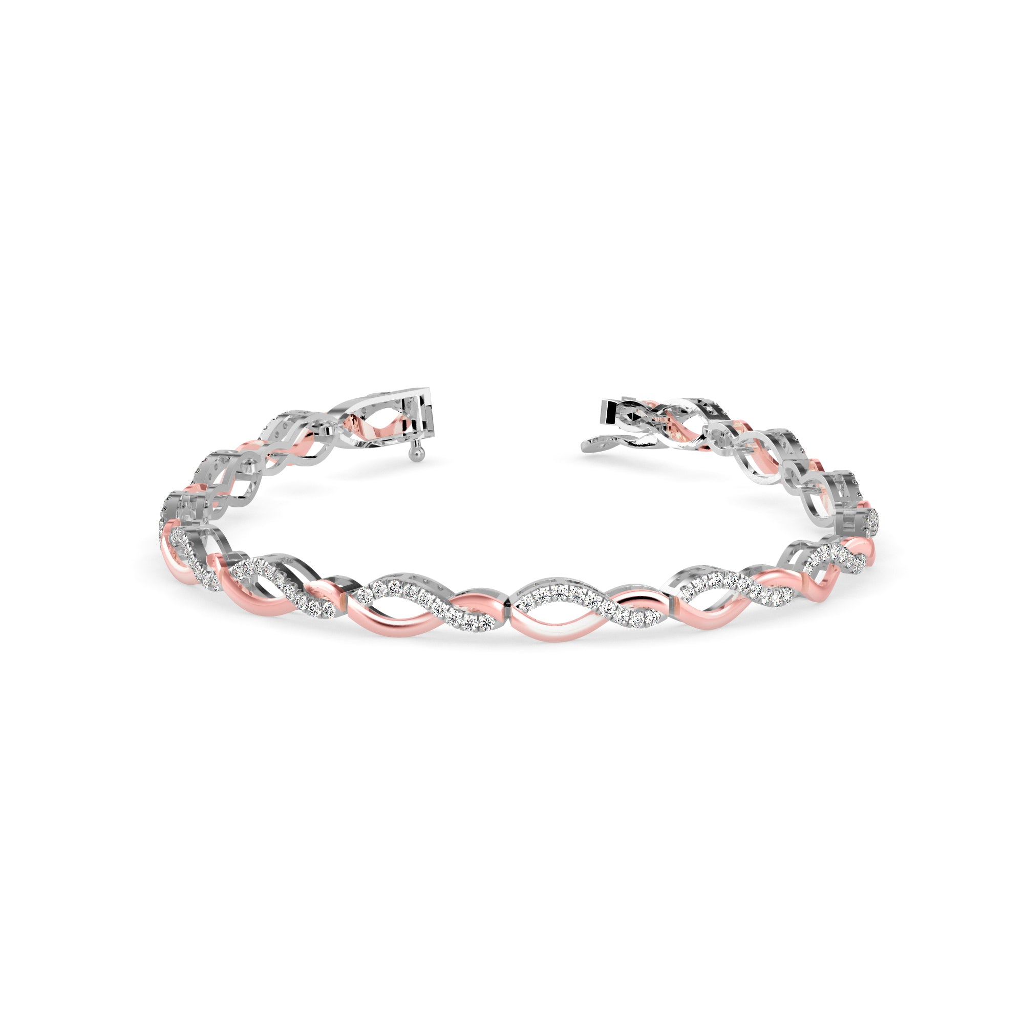 0.06Ct Two Tone Infinty Link Lab-Grown Diamond Gold Contemporary Bracelets