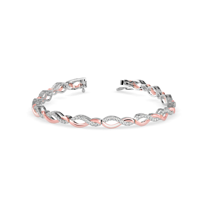 0.06Ct Two Tone Infinty Link Lab-Grown Diamond Gold Contemporary Bracelets