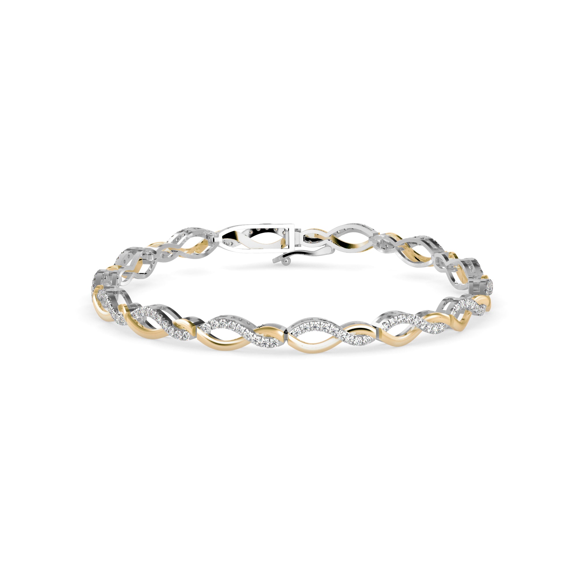 0.06Ct Two Tone Infinty Link Lab-Grown Diamond Gold Contemporary Bracelets