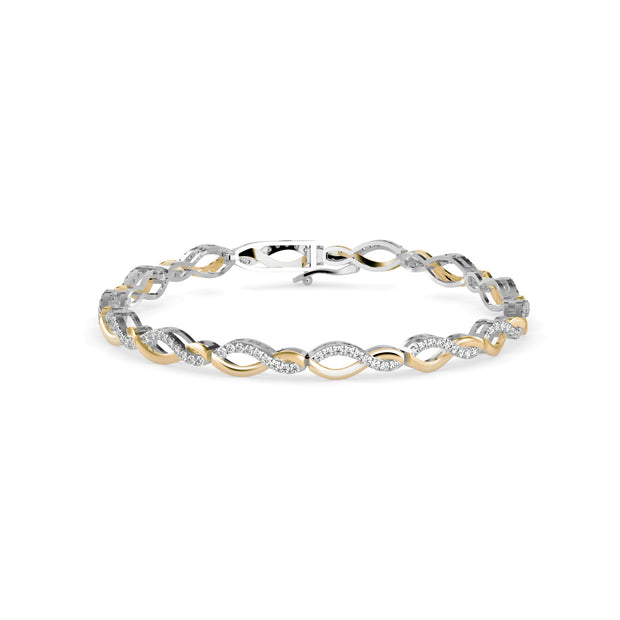 0.06Ct Two Tone Infinty Link Lab-Grown Diamond Gold Contemporary Bracelets
