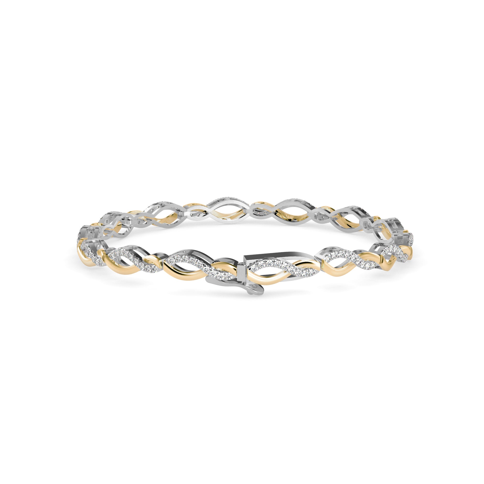 0.06Ct Two Tone Infinty Link Lab-Grown Diamond Gold Contemporary Bracelets
