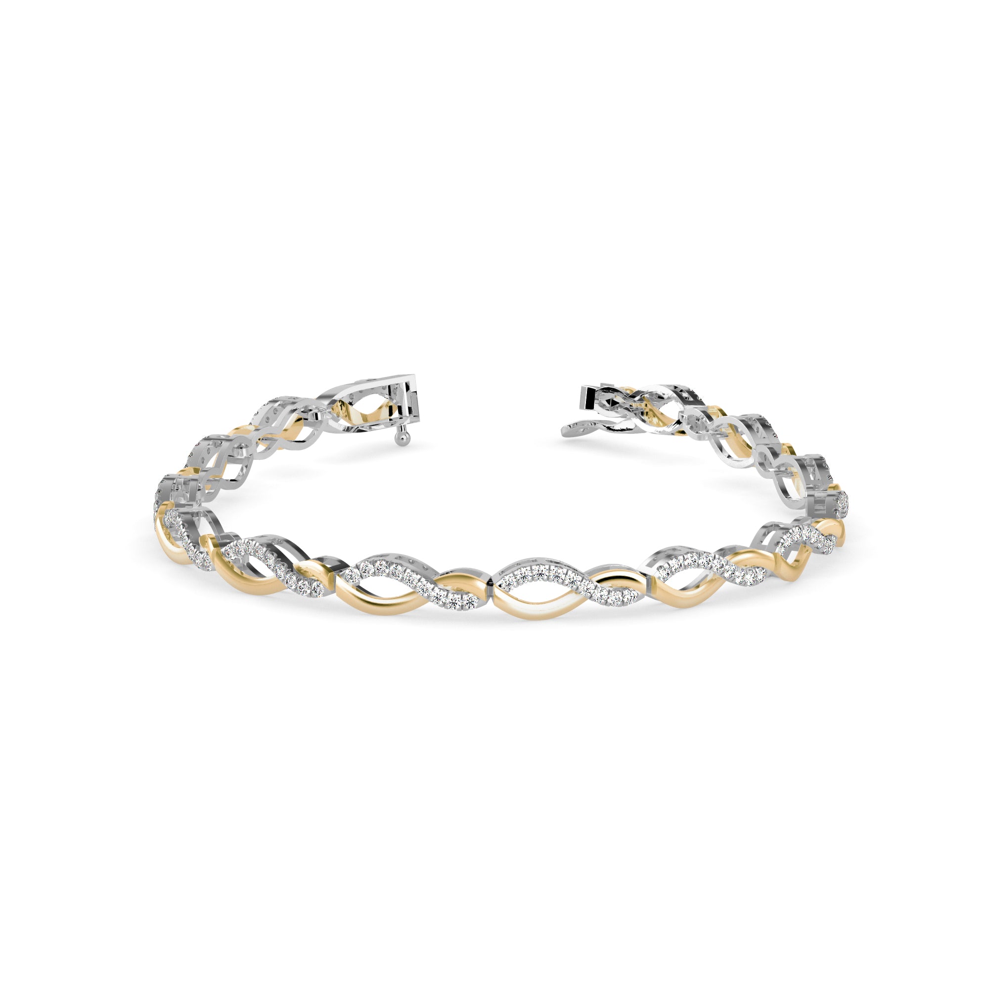 0.06Ct Two Tone Infinty Link Lab-Grown Diamond Gold Contemporary Bracelets