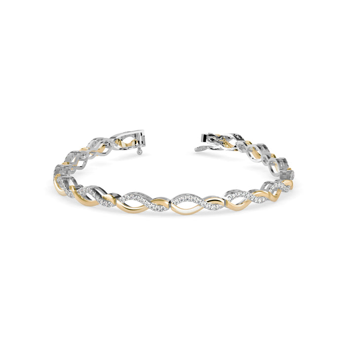 0.06Ct Two Tone Infinty Link Lab-Grown Diamond Gold Contemporary Bracelets