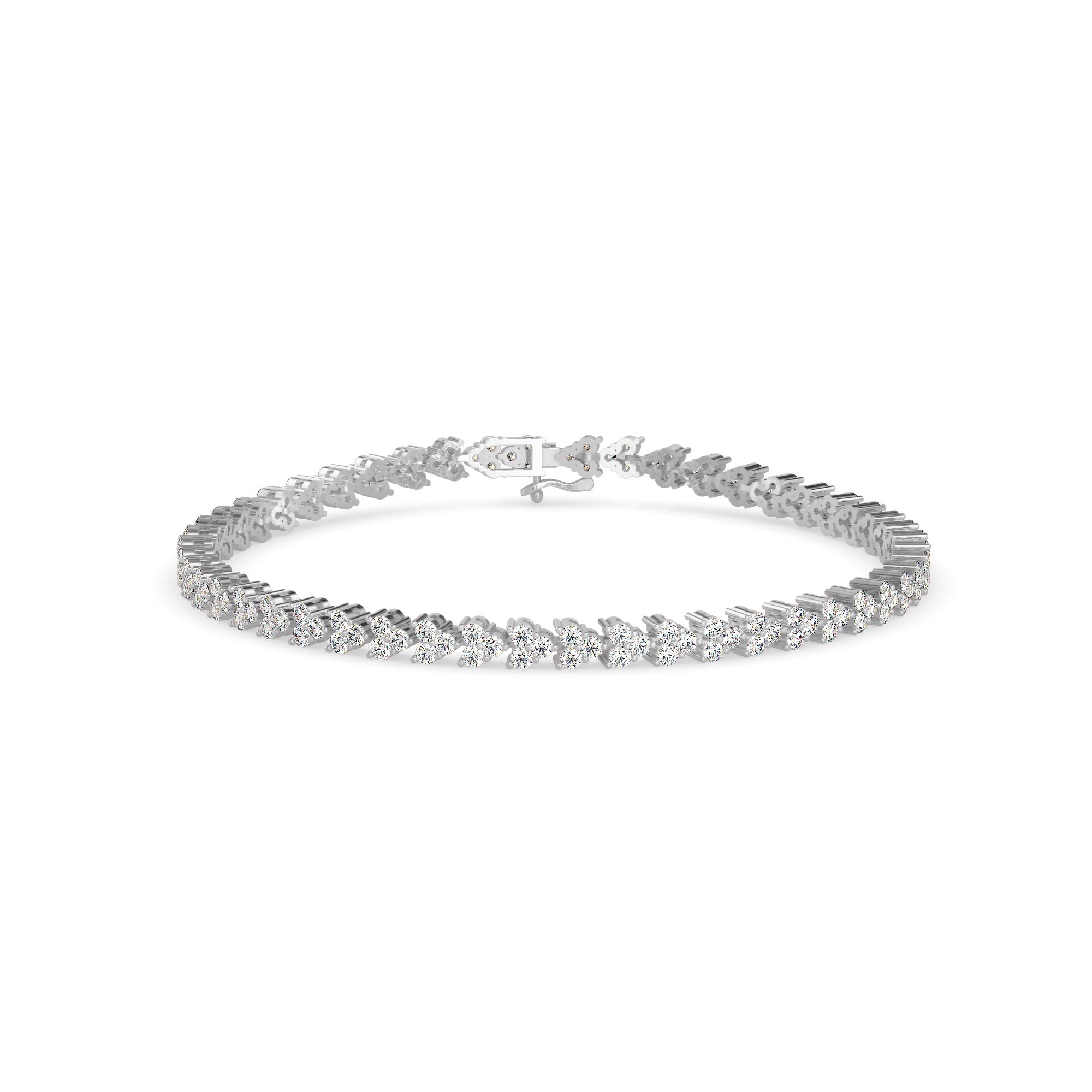 0.06Ct Cluster Trinity Leaf Lab-Grown Diamond Gold Tennis Bracelet