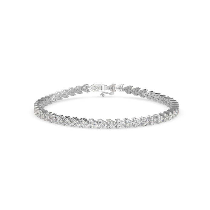 0.06Ct Cluster Trinity Leaf Lab-Grown Diamond Gold Tennis Bracelet