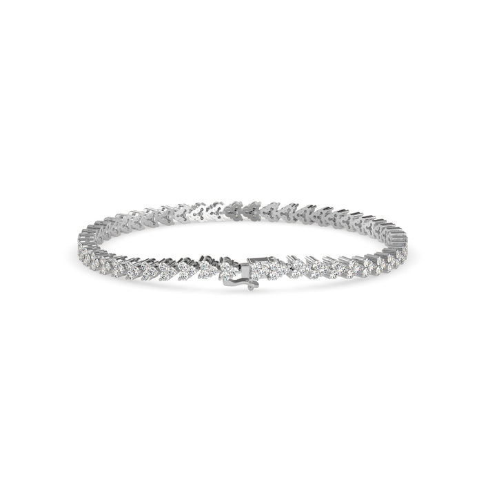 0.06Ct Cluster Trinity Leaf Lab-Grown Diamond Gold Tennis Bracelet