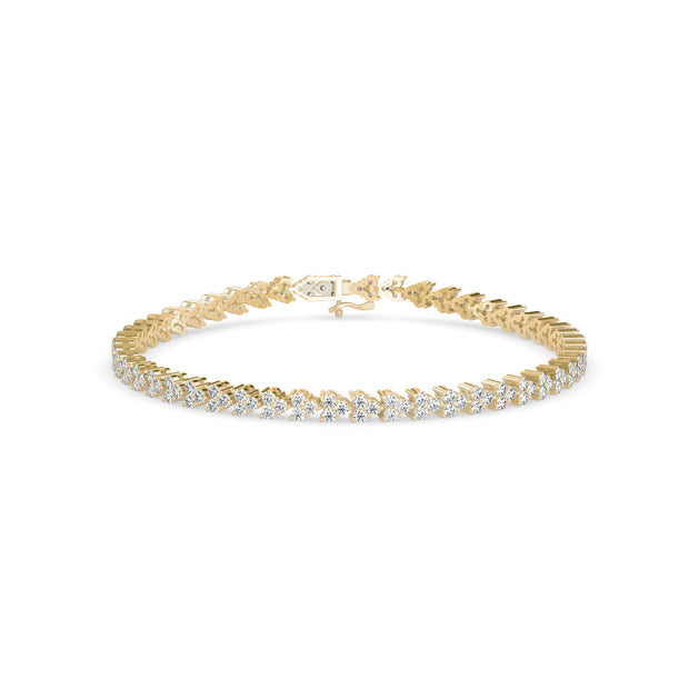0.06Ct Cluster Trinity Leaf Lab-Grown Diamond Gold Tennis Bracelet