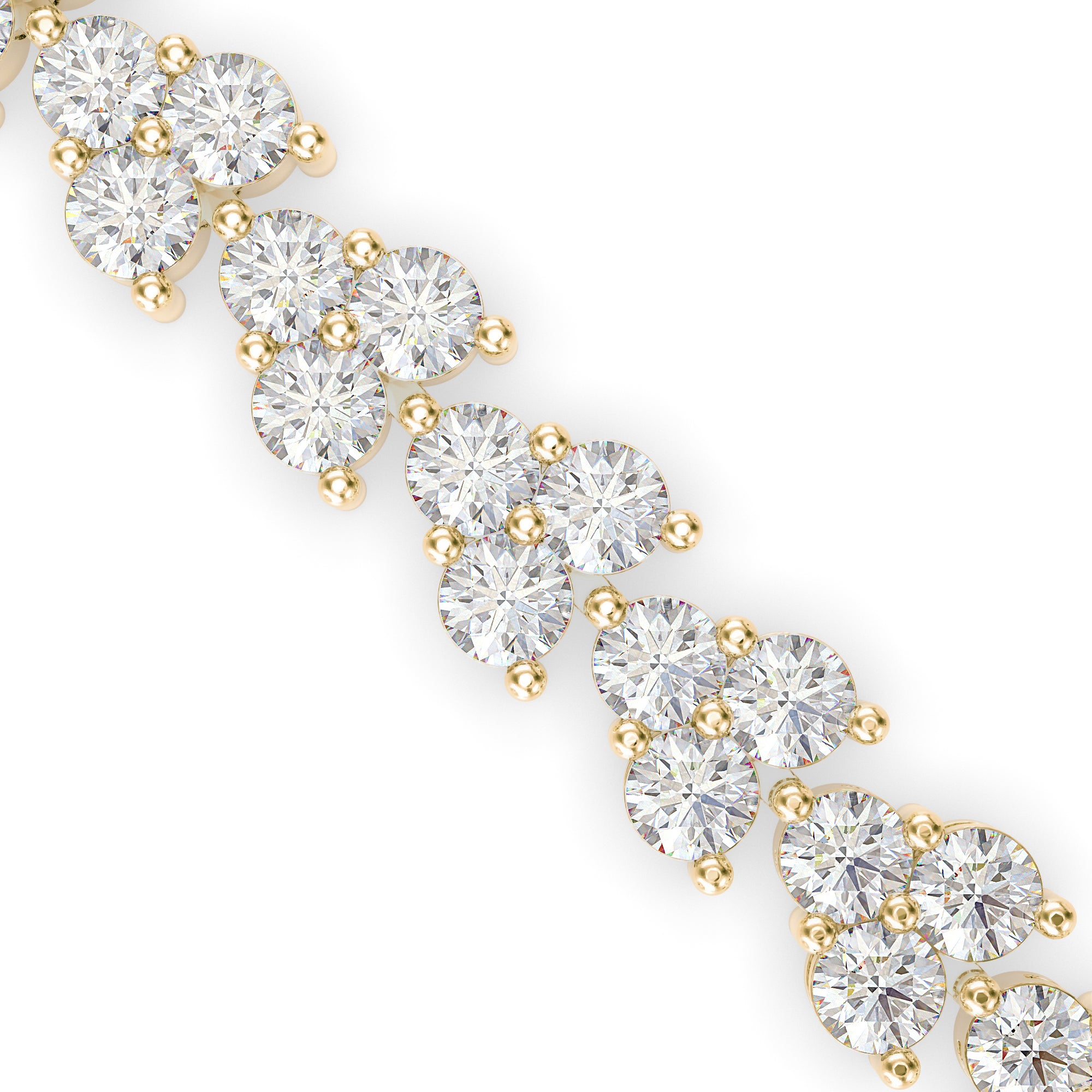 0.06Ct Cluster Trinity Leaf Lab-Grown Diamond Gold Tennis Bracelet