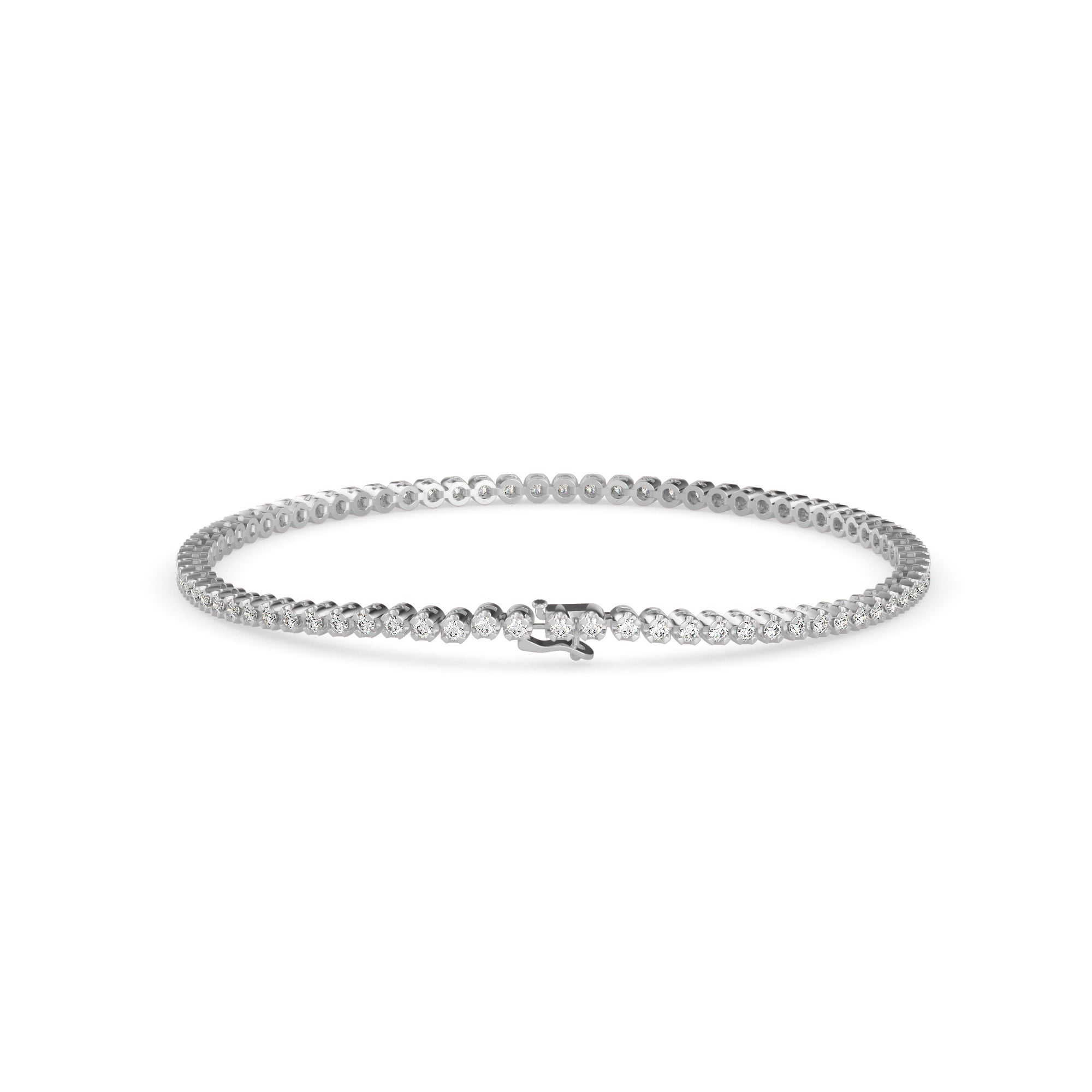 0.02Ct Round Prong Lab-Grown Diamond Gold Tennis Bracelet