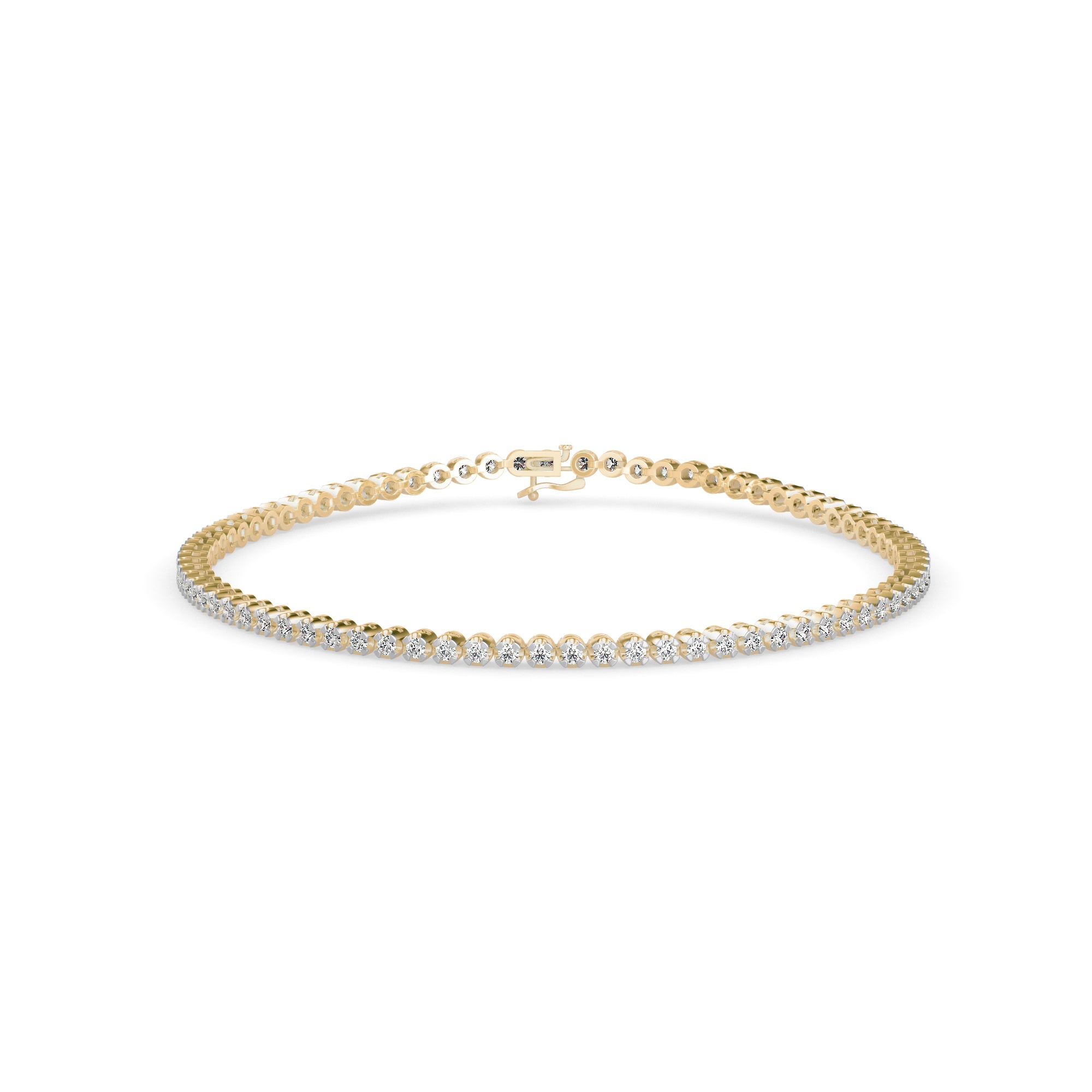 0.02Ct Round Prong Lab-Grown Diamond Gold Tennis Bracelet