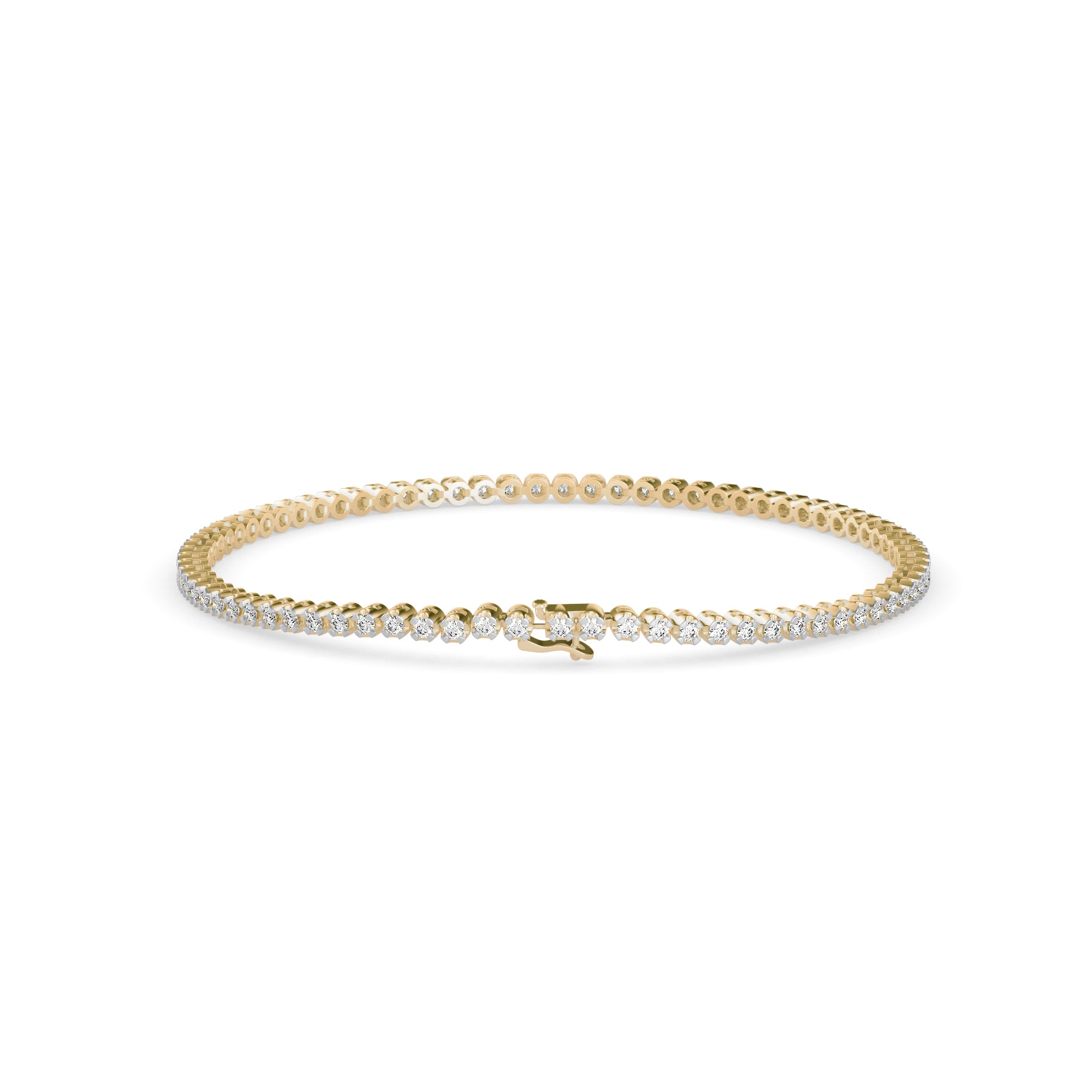 0.02Ct Round Prong Lab-Grown Diamond Gold Tennis Bracelet