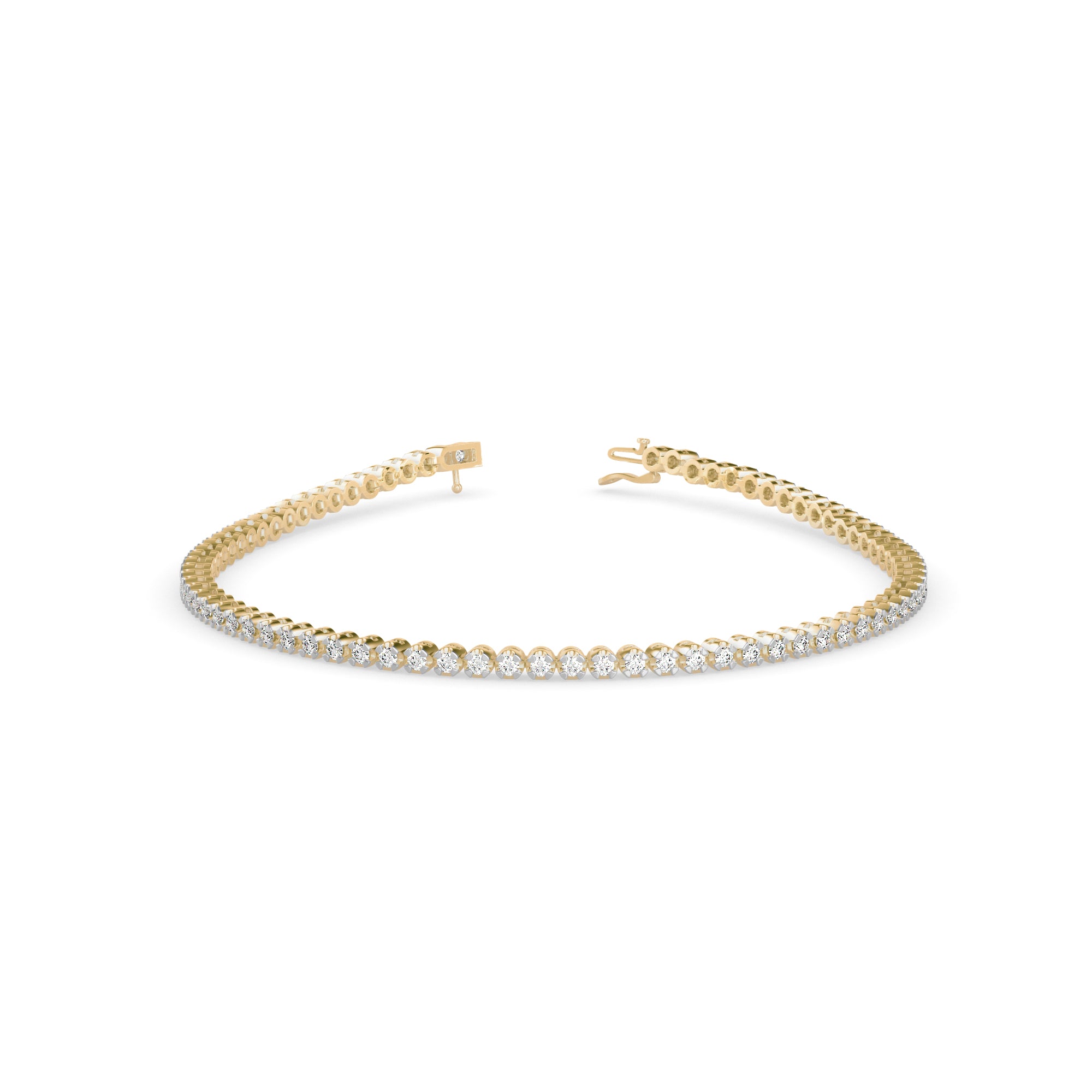 0.02Ct Round Prong Lab-Grown Diamond Gold Tennis Bracelet