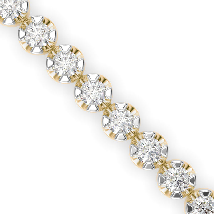 0.02Ct Round Prong Lab-Grown Diamond Gold Tennis Bracelet