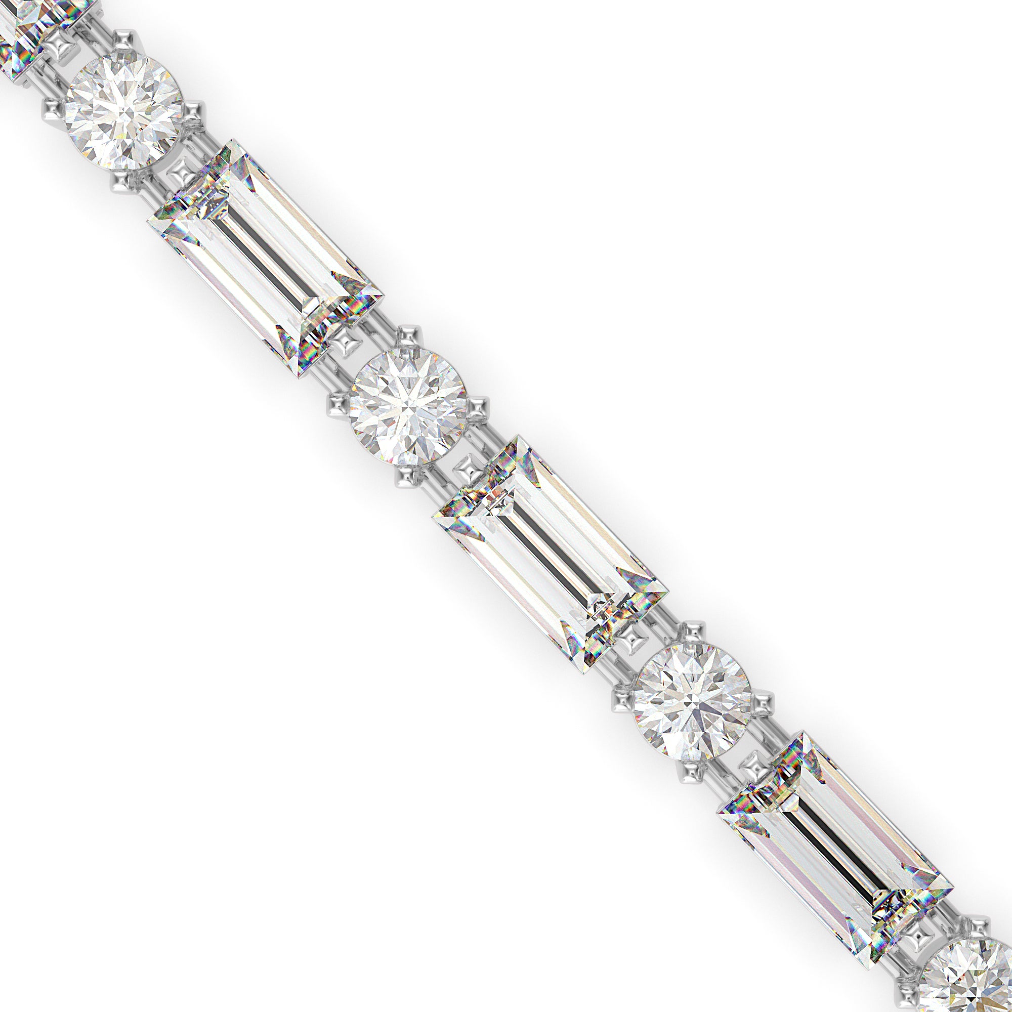 0.13Ct Baguette & Round Cut Lab-Grown Diamond Gold Tennis Bracelet