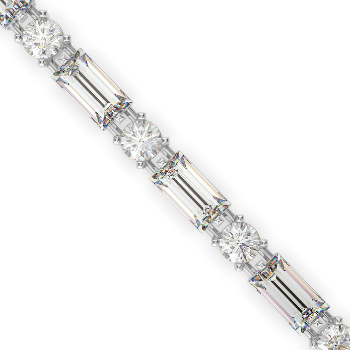 0.13Ct Baguette & Round Cut Lab-Grown Diamond Gold Tennis Bracelet