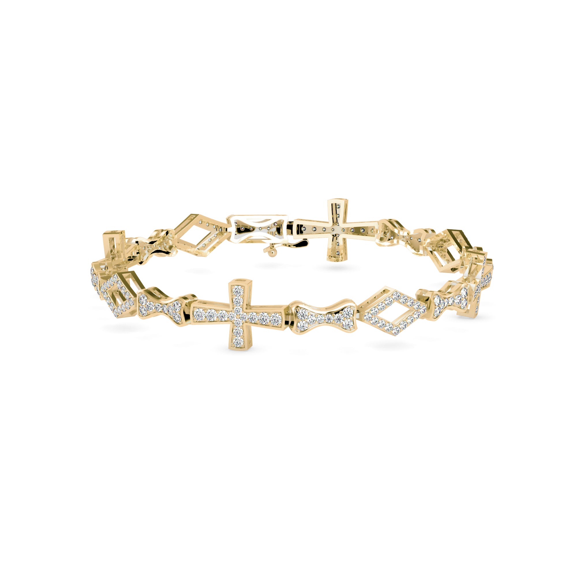 1.81Ct Cross Lab-Grown Diamond Gold Contemporary Bracelets