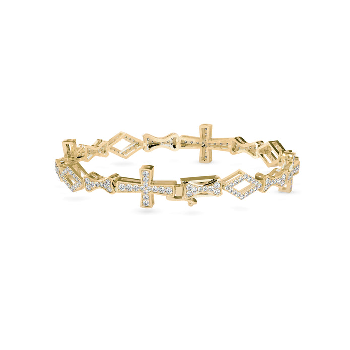 1.81Ct Cross Lab-Grown Diamond Gold Contemporary Bracelets