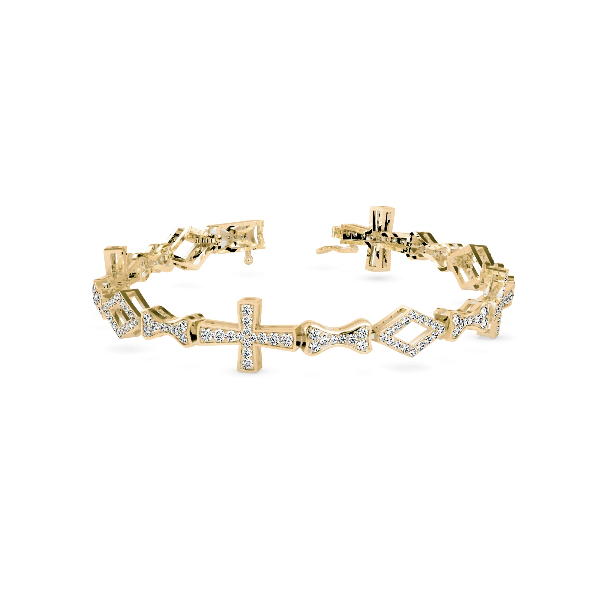 1.81Ct Cross Lab-Grown Diamond Gold Contemporary Bracelets