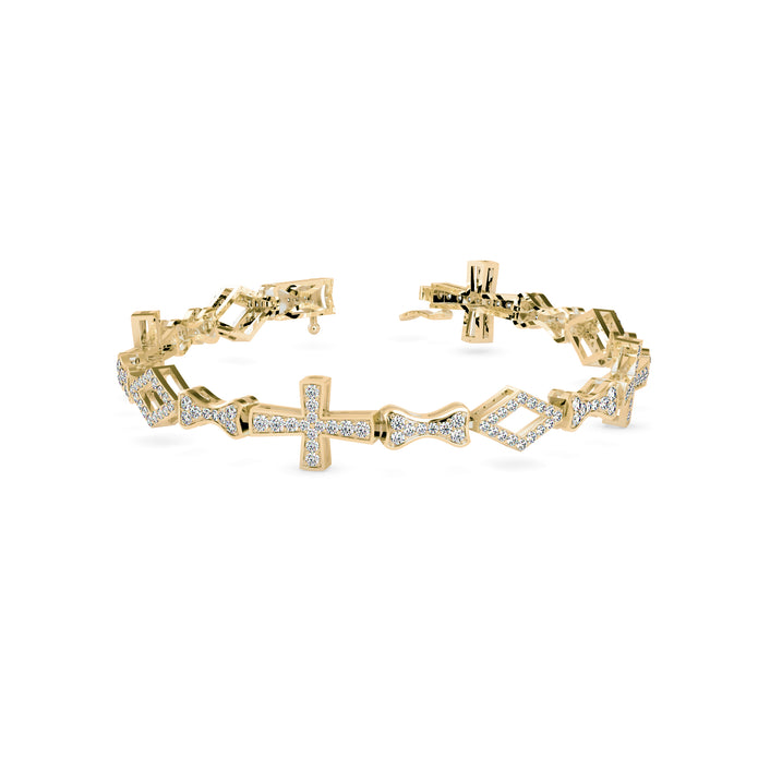 1.81Ct Cross Lab-Grown Diamond Gold Contemporary Bracelets