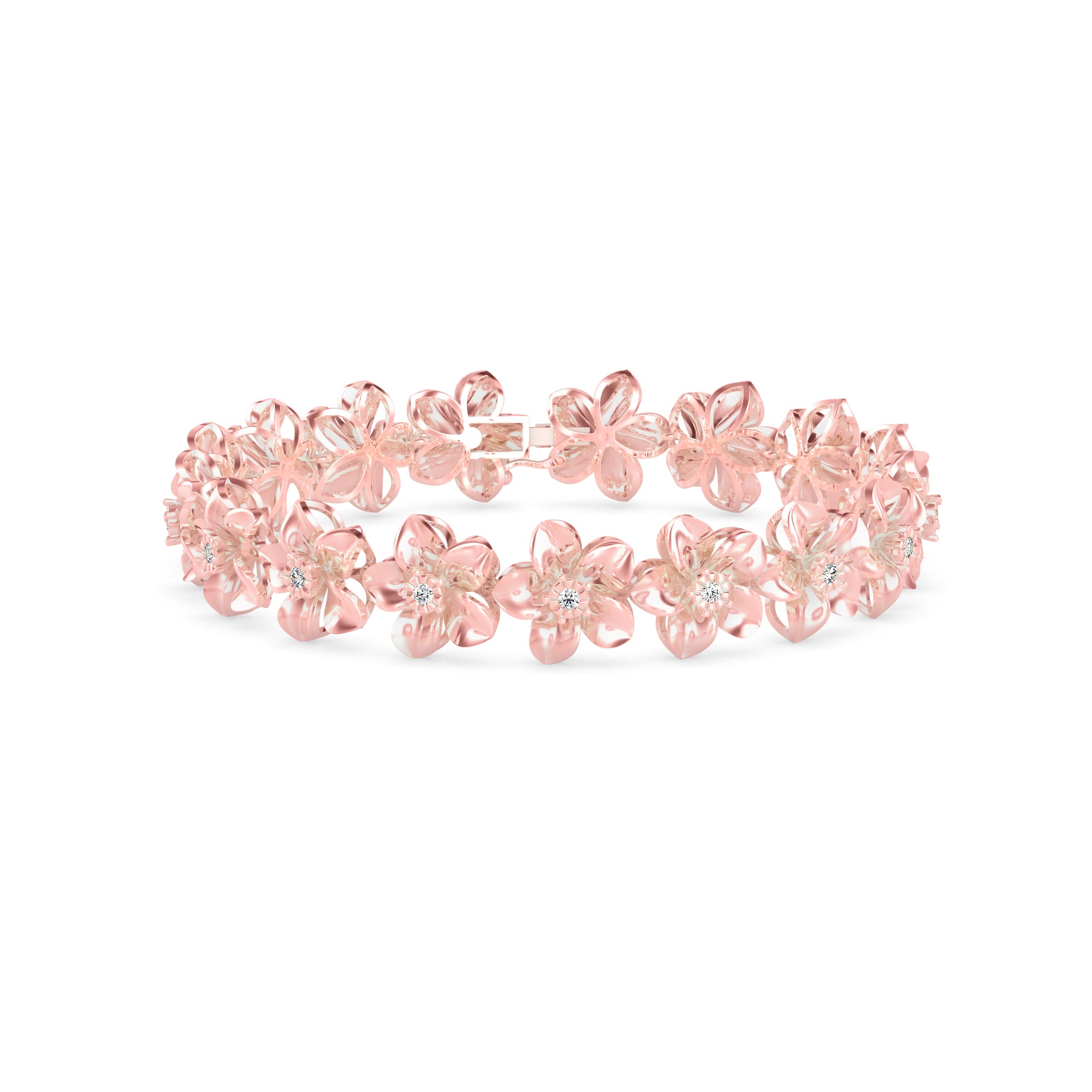 0.03Ct Flower Lab-Grown Diamond Gold Contemporary Bracelets