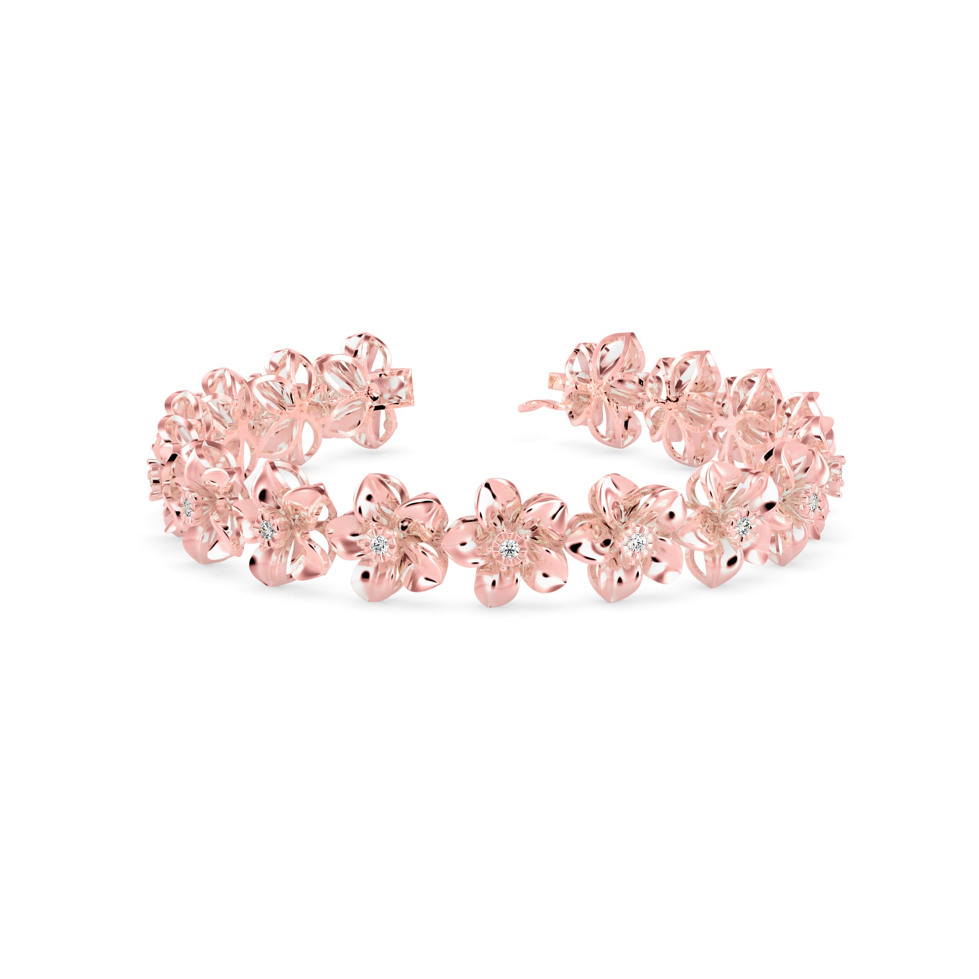 0.03Ct Flower Lab-Grown Diamond Gold Contemporary Bracelets