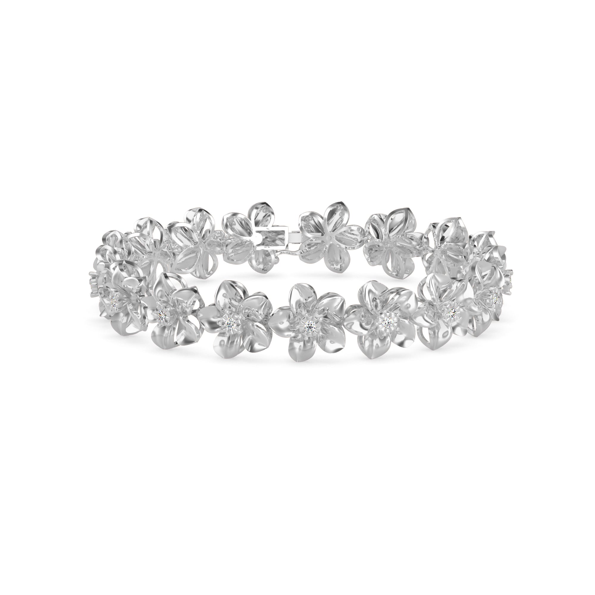 0.03Ct Flower Lab-Grown Diamond Gold Contemporary Bracelets