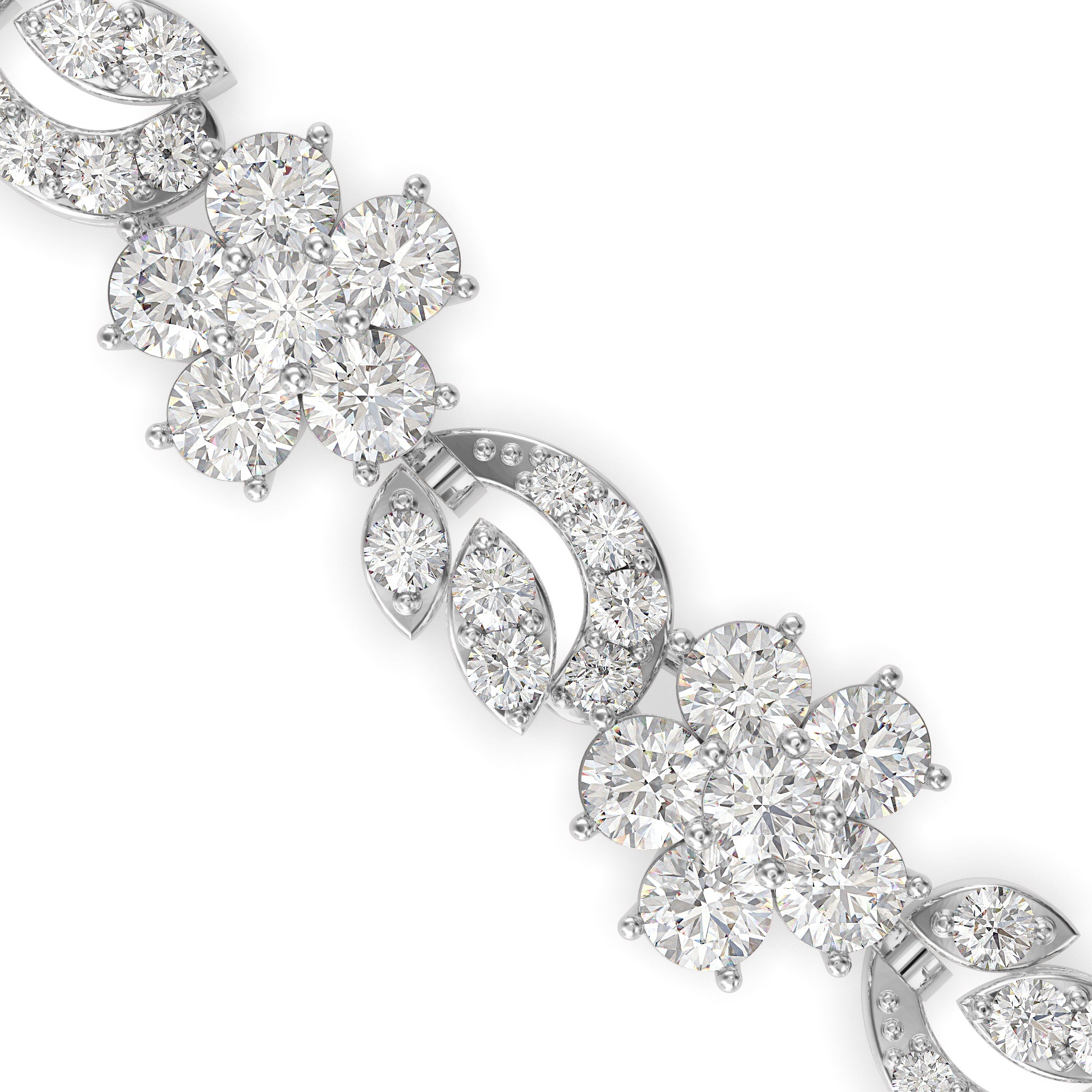 0.11Ct Flower And Leaf Design Lab-Grown Diamond Gold Tennis Bracelets