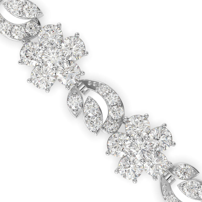 0.11Ct Flower And Leaf Design Lab-Grown Diamond Gold Tennis Bracelets