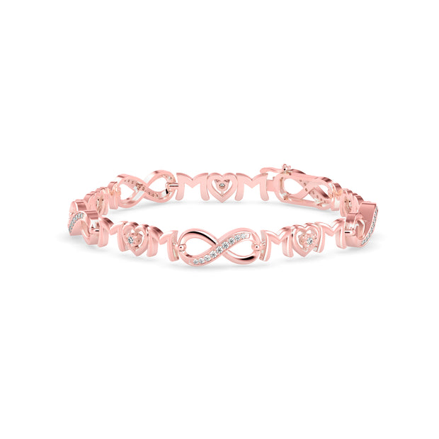 0.35Ct "Mom" And Infinity Symbol Lab-Grown Diamond Gold Contemporary Bracelets