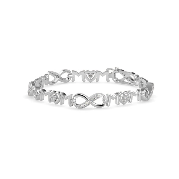 0.35Ct "Mom" And Infinity Symbol Lab-Grown Diamond Gold Contemporary Bracelets
