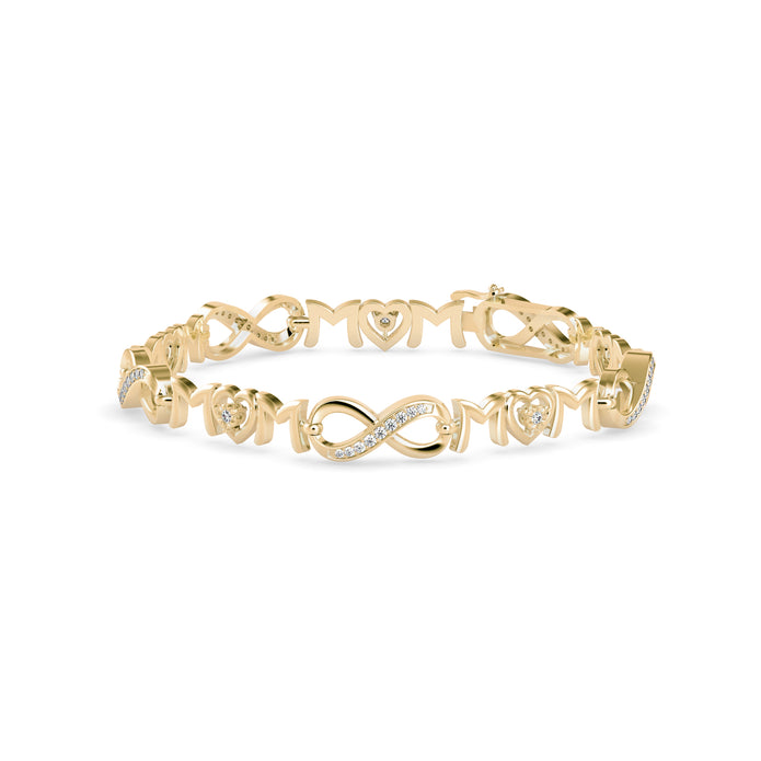 0.35Ct "Mom" And Infinity Symbol Lab-Grown Diamond Gold Contemporary Bracelets