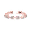0.24Ct Baguette & Round Cut Halo Lab-Grown Diamond Gold Contemporary Bracelets