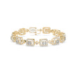 0.24Ct Baguette & Round Cut Halo Lab-Grown Diamond Gold Contemporary Bracelets