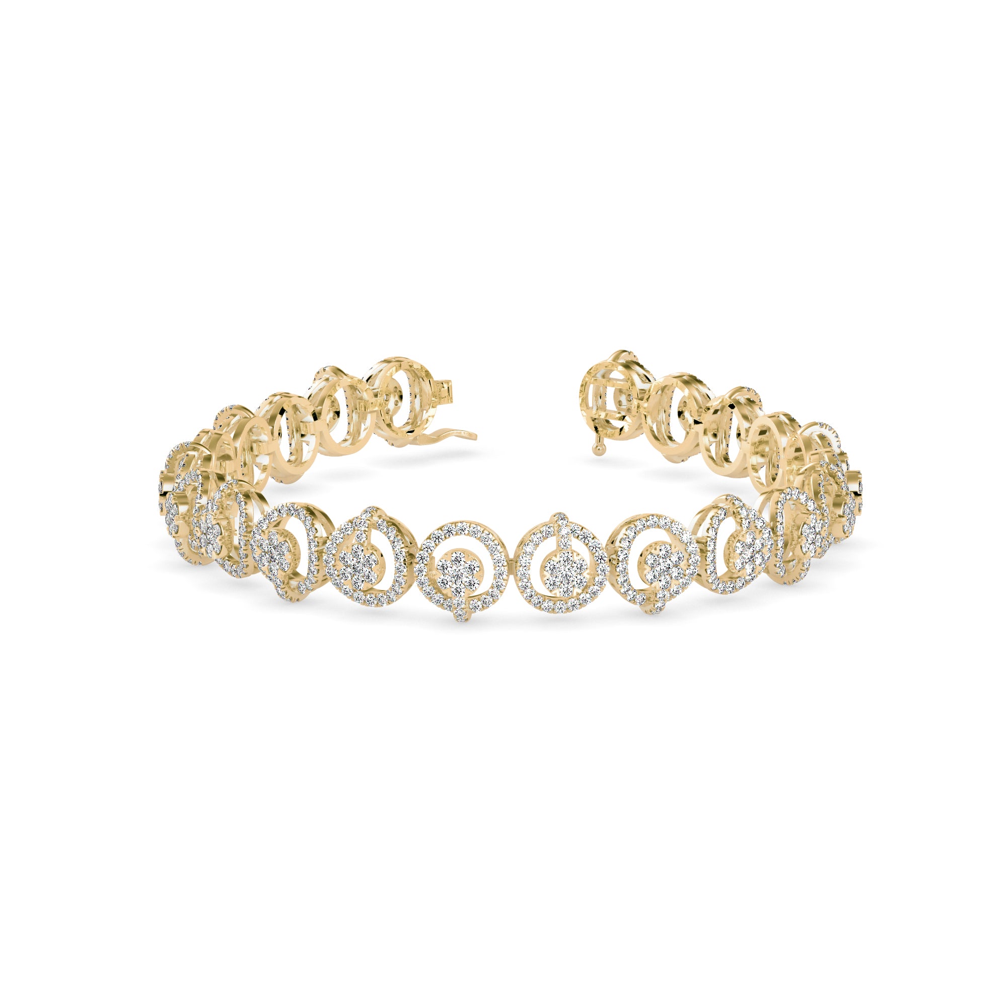 0.15Ct Circular Motifs Lab-Grown Diamond Gold Tennis Bracelets