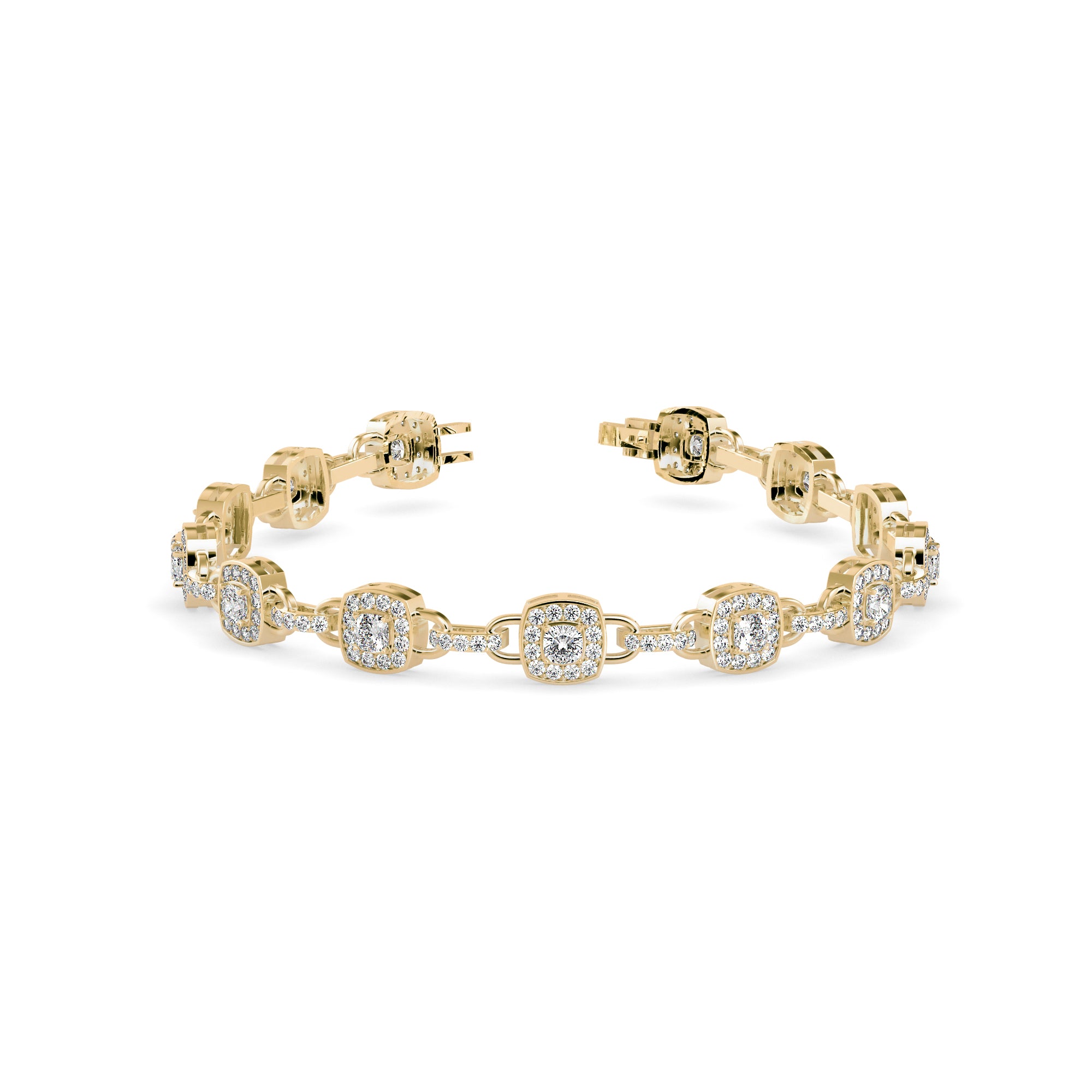 0.25Ct Square Shaped Lab-Grown Diamond Gold Contemporary Bracelets