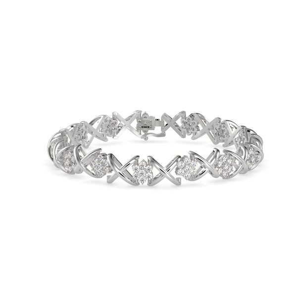 0.24Ct Cluster "X" link Lab-Grown Diamond Gold Contemporary Bracelets