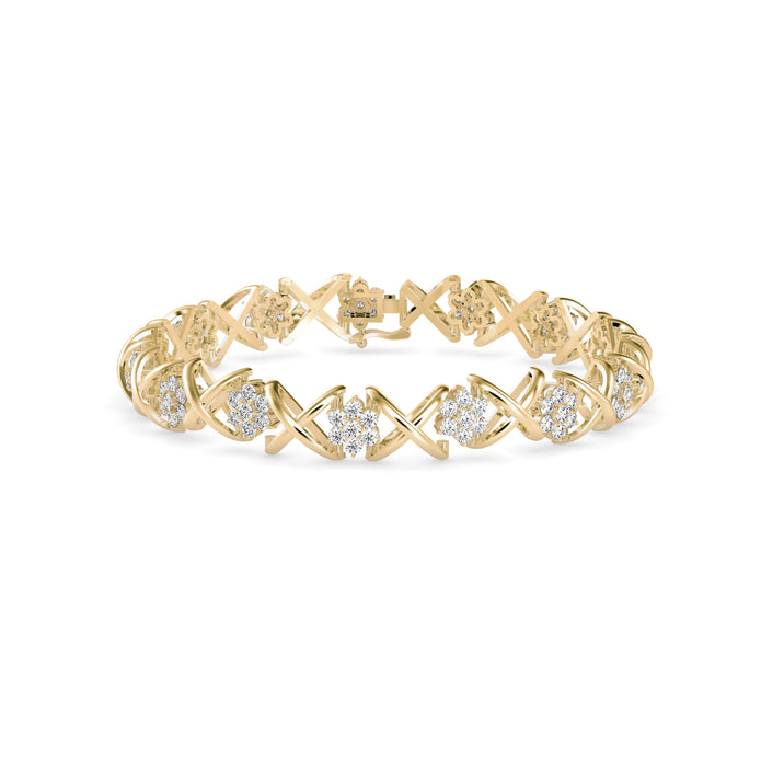 0.24Ct Cluster "X" link Lab-Grown Diamond Gold Contemporary Bracelets