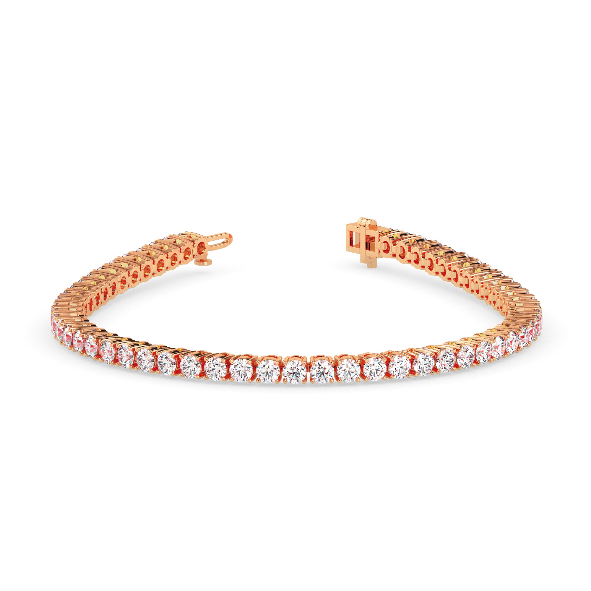 4.06Ct Round Prong Set Lab-Grown Diamond Gold Tennis Bracelets
