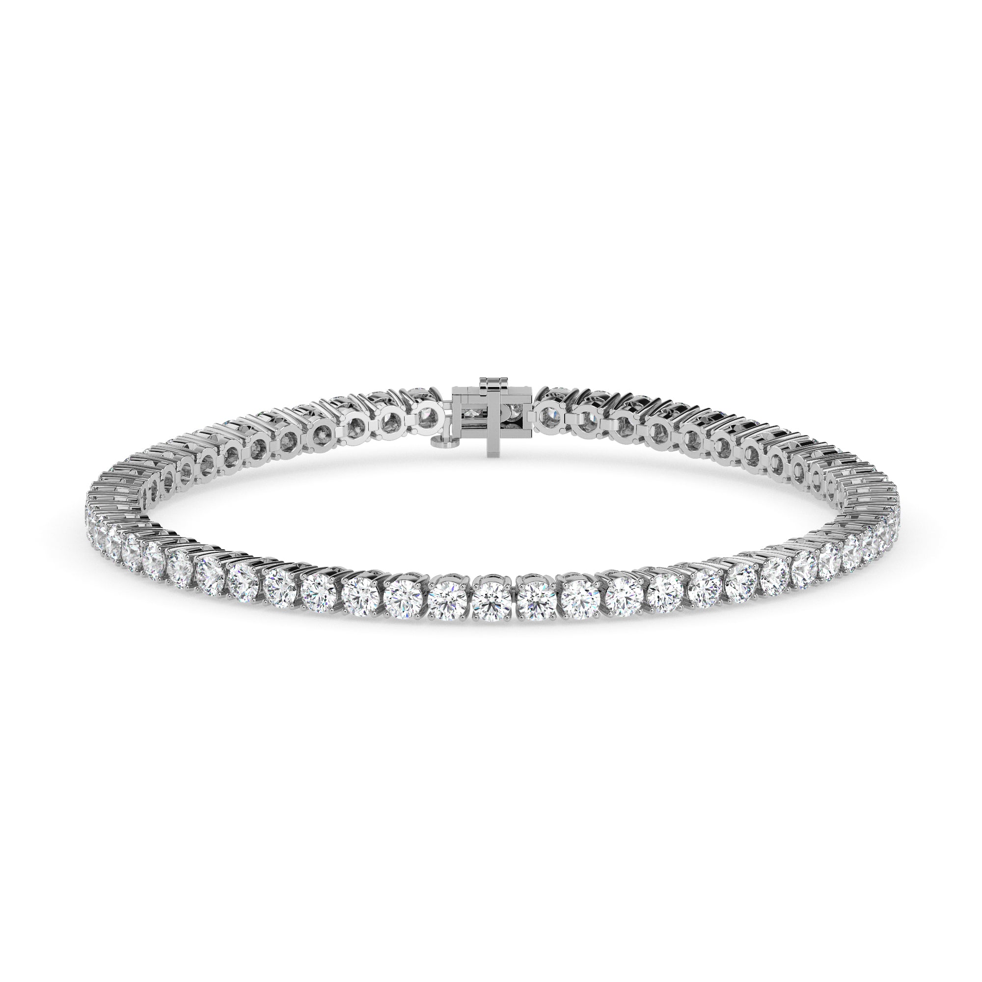 4.06Ct Round Prong Set Lab-Grown Diamond Gold Tennis Bracelets