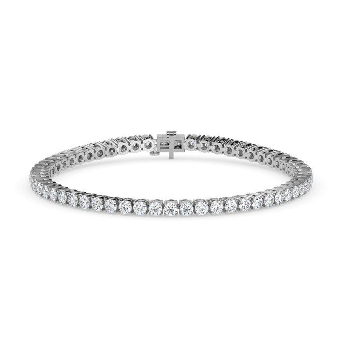 4.06Ct Round Prong Set Lab-Grown Diamond Gold Tennis Bracelets